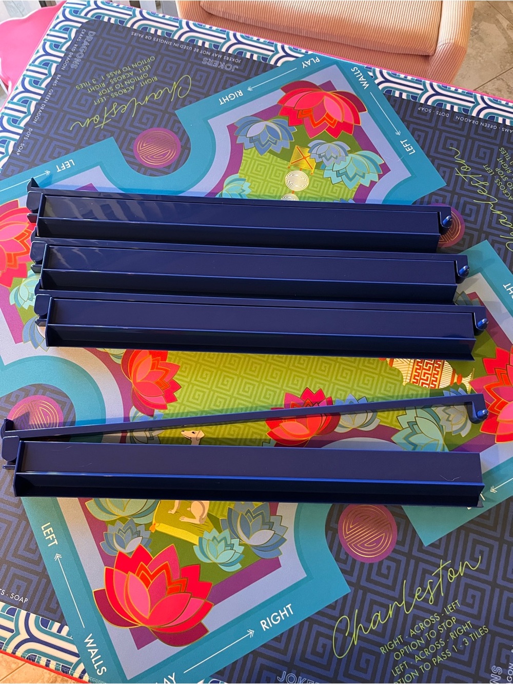 Mahjong Tile Racks w/ Pushers Jonathan Adler Navy Blue Solid 20" Set of Four (4)